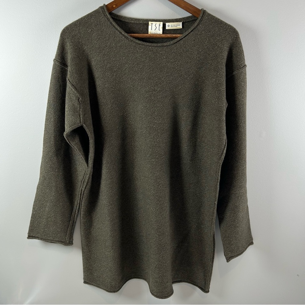 TSE Cashmere 100% Pure Cashmere Brown Knit Tunic Sweater Women's Size Medium